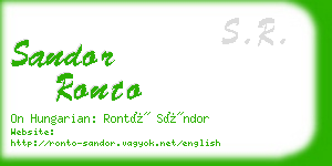 sandor ronto business card